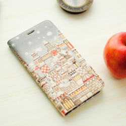 「紅リンゴと白雪」iPhone15/14/13/pro/mini・SE/7/8手帳型スマホケース【内側デザイン入り】 1枚目の画像