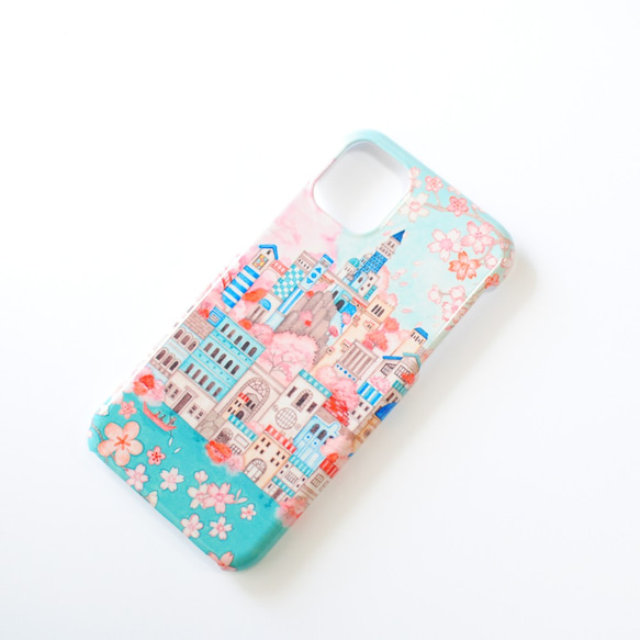iPhoneケース「古の桜と青い都」《ツヤあり》ハードスマホケース 4枚目の画像