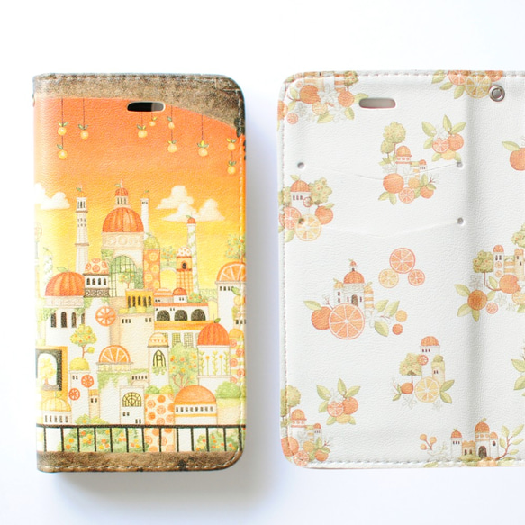 「オレンジの宮殿」iPhone15/14/13/pro/mini・SE/7/8手帳型スマホケース【内側デザイン入り】 2枚目の画像