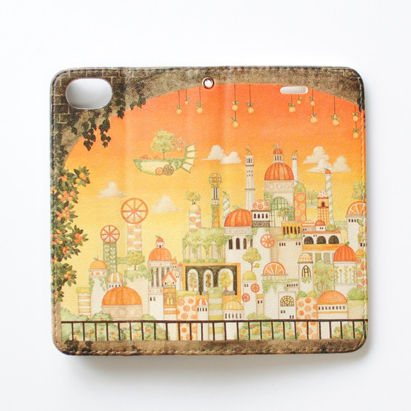 「オレンジの宮殿」iPhone15/14/13/pro/mini・SE/7/8手帳型スマホケース【内側デザイン入り】 3枚目の画像
