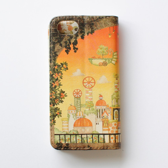 「オレンジの宮殿」iPhone15/14/13/pro/mini・SE/7/8手帳型スマホケース【内側デザイン入り】 6枚目の画像