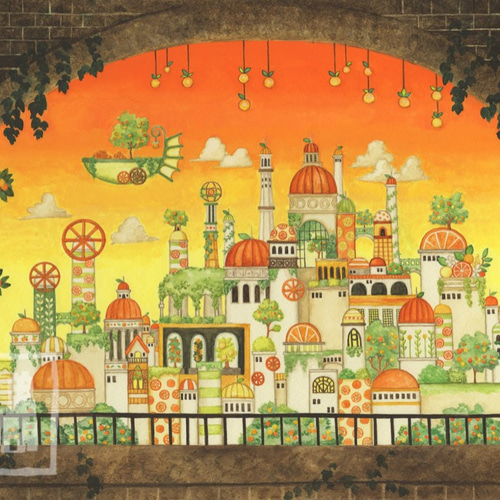 ポスターA4サイズ「オレンジの宮殿」 絵画 空想街雑貨店 通販 9173168