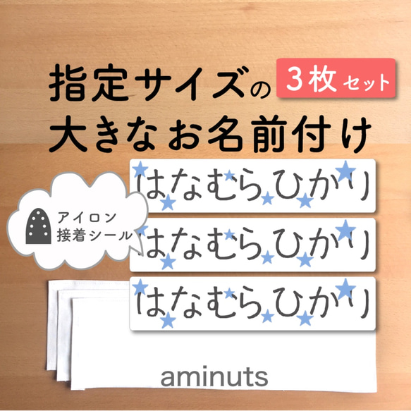 サイズ オーダー 大きなお名前付け [横長・3枚セット] お昼寝布団に
