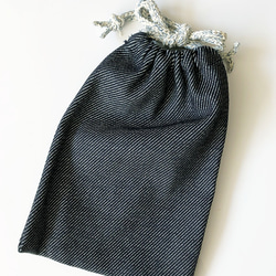 受注生産【送料無料】リサイクルヤーンで編んだネットバッグ＆デニム巾着 6枚目の画像