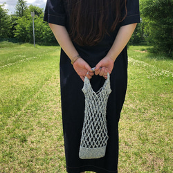 受注生産【送料無料】リサイクルヤーンで編んだネットバッグ＆デニム巾着 8枚目の画像