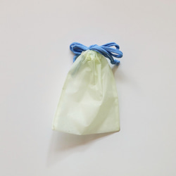 【お家時間☆】アップサイクルヤーン　ネットバッグかぎ針編みキット　「TWINS」水色 6枚目の画像