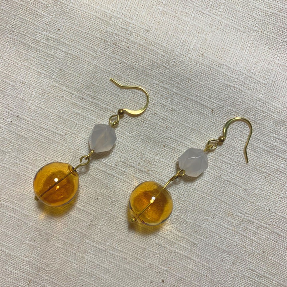 橘子泡泡 |黃銅耳環(可改夾) 第1張的照片