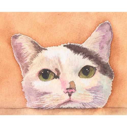 水彩画】「机に猫」【デジタル複製画A4サイズ】 絵画 イマエダ 水彩画】「机に猫」【デジタル複製画A4サイズ】 絵画 イマエダ