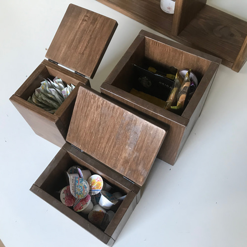 miwa様オーダー作品 扉付カウンター上収納ラック(ボックス3点セット