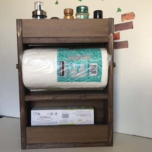 コストコキッチンペーパー対応3段スパイスラック(ティッシュケース入れ