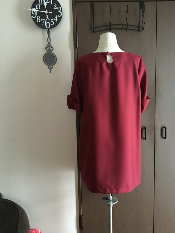 【期間限定SALE】リボン袖のチュニック（赤） 3枚目の画像
