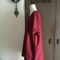 【期間限定SALE】リボン袖のチュニック（赤） 4枚目の画像