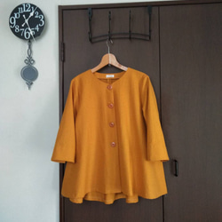 フレアたっぷりAラインジャケット（オレンジ色） 1枚目の画像