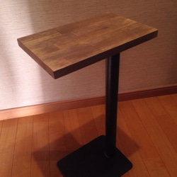 アイアン サイドテーブル インダストリアル ベッドテーブル オーク色 1枚目の画像