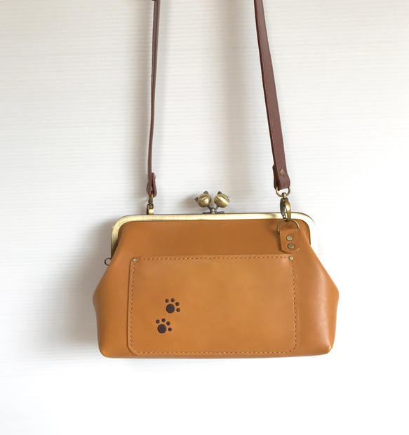 レザーの猫のがま口ショルダーバッグ ショルダーバッグ ちびえみ 通販