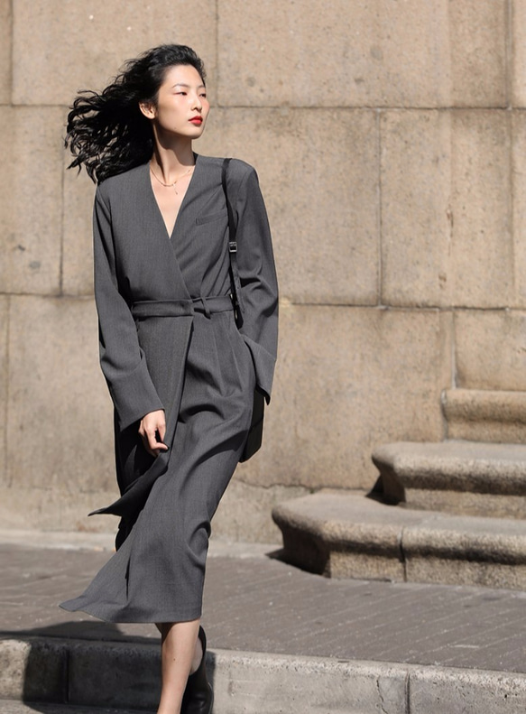 特別な日のドレスに♡】長袖ロングスーツワンピース【パーティー