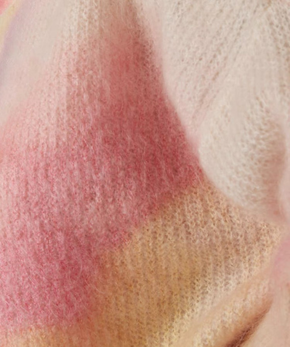 【モヘア毛70％】マーブルのドロップショルダープルオーバー　ゆったりめ【秋冬春】ピンク 3枚目の画像