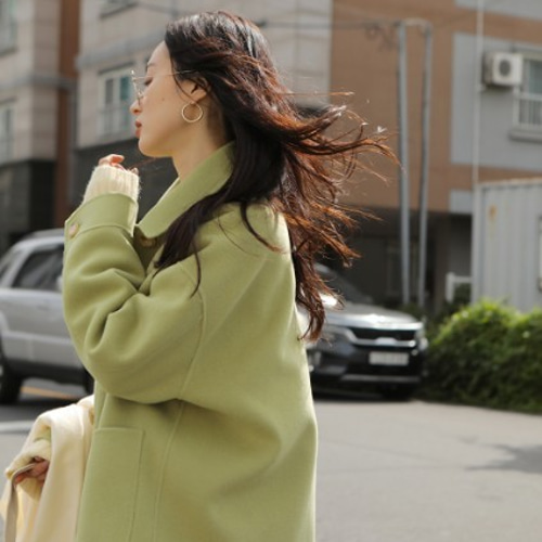 ウール100%】ハーフコート ドロップショルダー ポケット付き【秋冬春