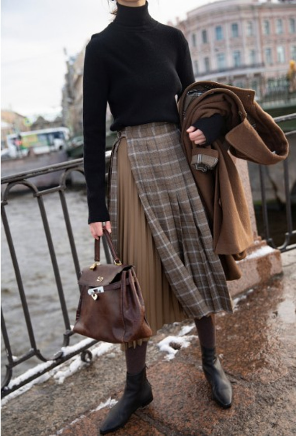 入手困難✨ エルメス マルジェラ期 キャメル素材100% スカート ブラウン プリーツスカート【セットアップ着用可】 (ASP5590-D) | ANCHOR WOMAN