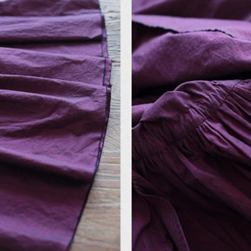 コットン/綿100%】Vネック長袖ロングワンピース ウエストリボン