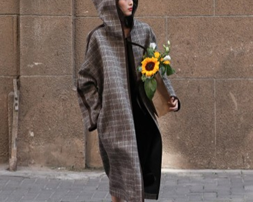 Y's チェック柄 フード付きロングコート 1_9bd14fcf411e9c26a935103aa627