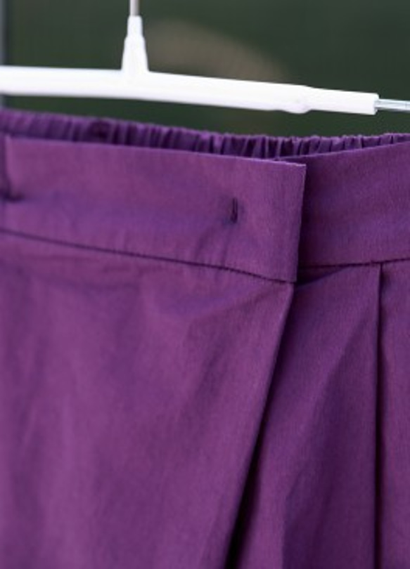 【コットン/綿100%】ペグトップパンツ　後ろウエストゴム【春夏】紫 4枚目の画像