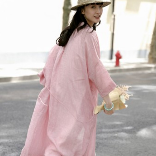 ラミー/麻/テンセル】2way軽やかシャツワンピース ビックシルエット