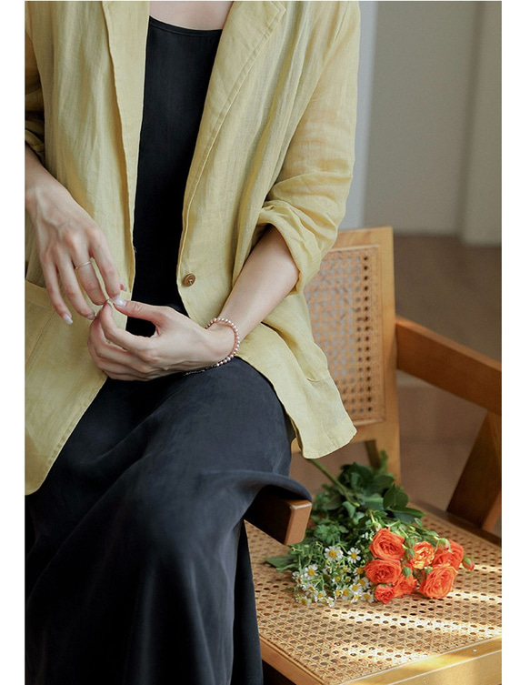 【新作黒色】シルクタッチインナーワンピース　丈選べる【春秋】ブラック/黒 4枚目の画像