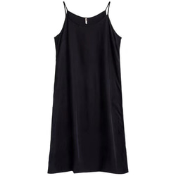 【新作黒色】シルクタッチインナーワンピース　丈選べる【春秋】ブラック/黒 5枚目の画像