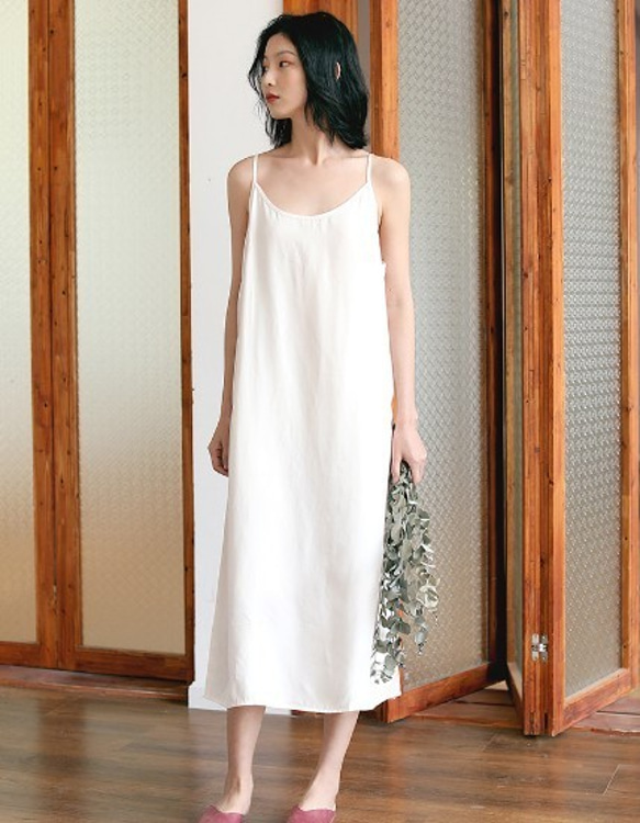 【新作黒色】シルクタッチインナーワンピース　丈選べる【春秋】ブラック/黒 6枚目の画像