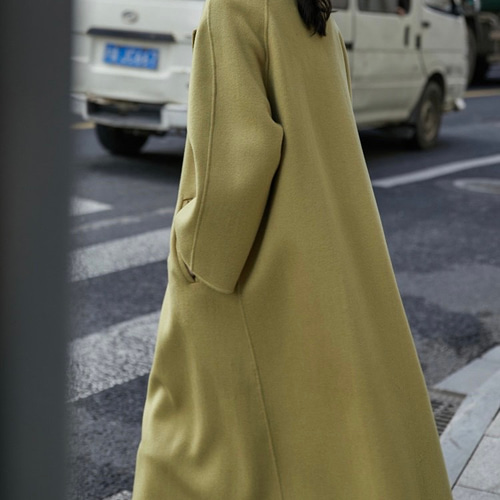 2色【ウール100％】Aライン ラグラン袖のロングコート【春秋冬