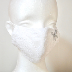 【送料無料】大人用マスク　シルバーリボン 3枚目の画像