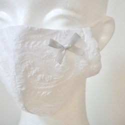 【送料無料】大人用マスク　シルバーリボン 5枚目の画像