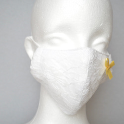 【送料無料】大人用マスク　お花レース&リボン 7枚目の画像