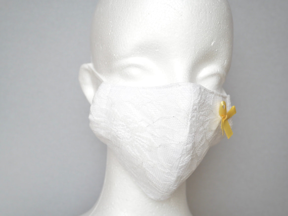 【送料無料】大人用マスク　お花レース&リボン 7枚目の画像