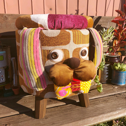 アニマル★スツール 【イヌ ✽ 茶レトロ柄】 4枚目の画像