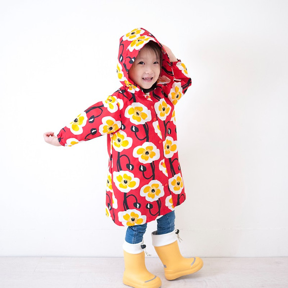 小紅帽花朵糖果紅色印花兒童雨衣 · KIDS RAINCOAT 第1張的照片