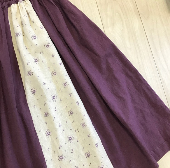 YUWAお花リネンとパープルパッチスカート 8枚目の画像