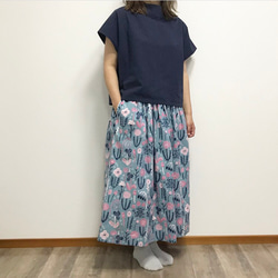 北欧風 HOKKO 爽やかブルー の かわいい ギャザースカート 2枚目の画像