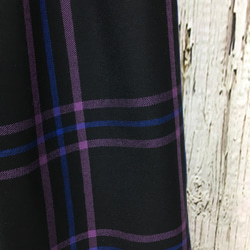 ウール＊黒×紫×紺 チェック ギャザースカート 4枚目の画像