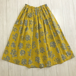 ラスト1枚＊紫陽花 マスタード の ギャザースカート 3枚目の画像