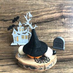 [羊毛フェルトでハロウィン]  ハロウィンの置物☆羊毛フェルト　おしゃれなかぼちゃ 4枚目の画像