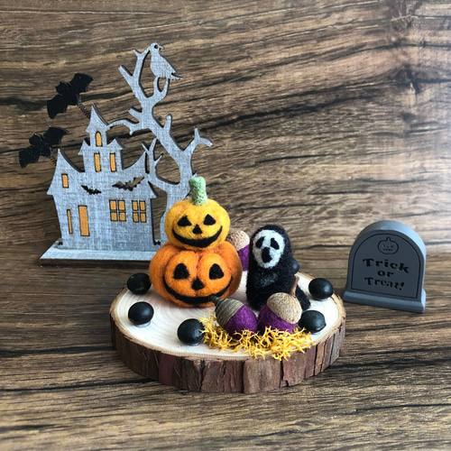 【楓花様】ハロウィン飾り各種  置物 羊毛フェルト ちりめん ハンドメイド 楓花様】ハロウィン飾り各種 置物 羊毛フェルト ちりめん