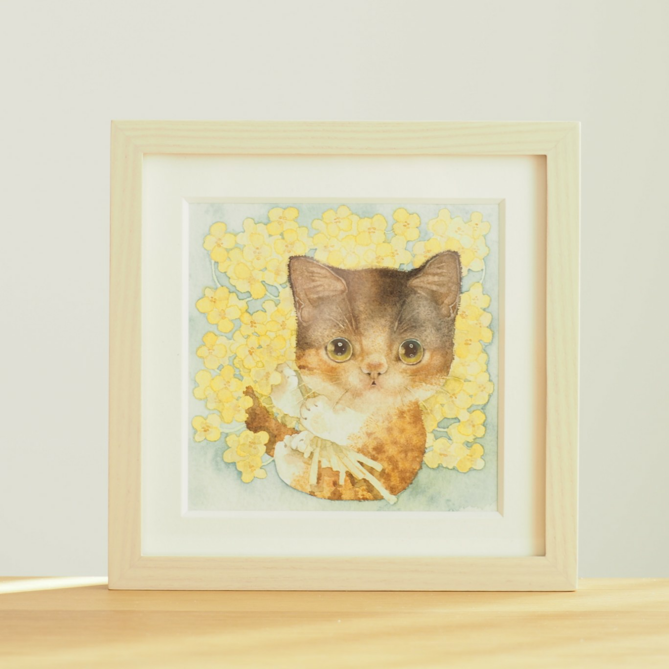 ミカオ　MICAO 「猫と女の子」版画　絵画