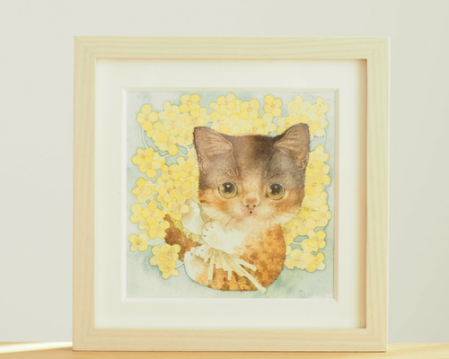 ミカオ　MICAO 「猫と女の子」版画　絵画 ミカオMICAO 「猫と女の子」版画絵画