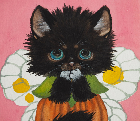 黒猫のクルミちゃんの蝶々の仮装（原画） 4枚目の画像