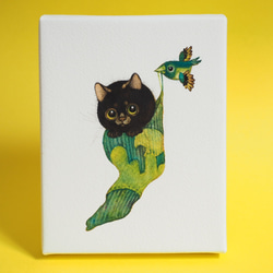 青い鳥と黒猫シリーズ（原画）「とんでいくよどこまでも」 イラスト