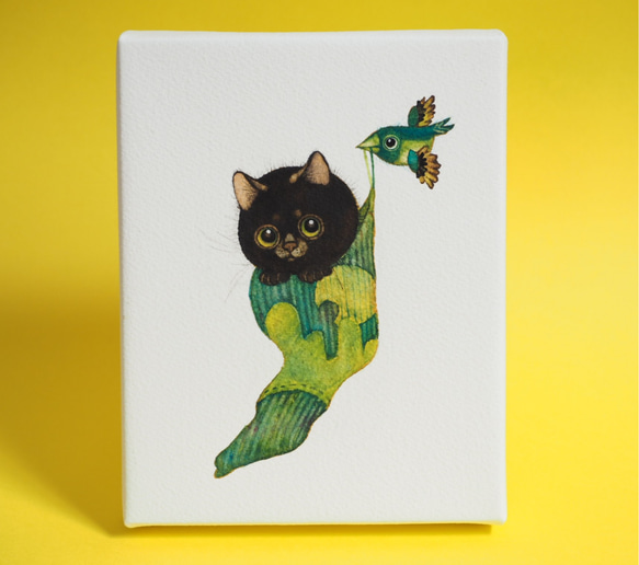 青い鳥と黒猫シリーズ（原画）「とんでいくよどこまでも」 イラスト