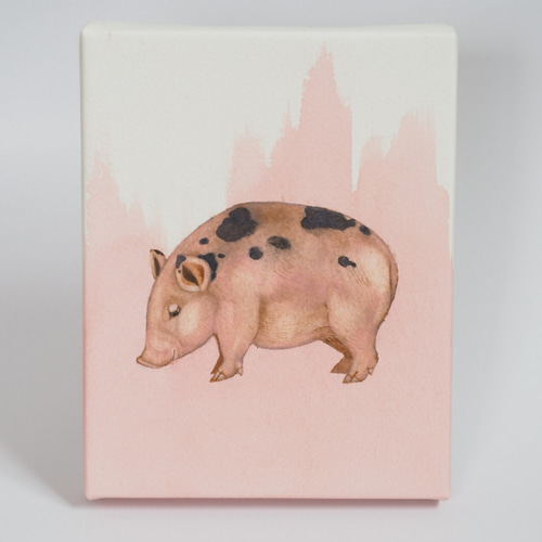 絵画　油絵　原画　一点物　動物　豚　ピンク　北欧　プレゼント　インテリア　F4 楽天市場】アートパネル モダン 玄関 壁掛け 北欧 動物 アニマル 油絵