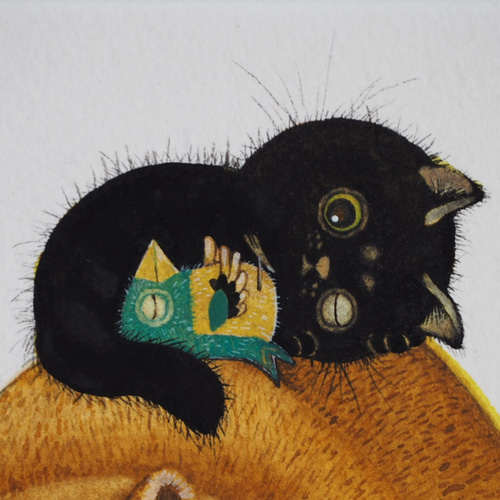 青い鳥と黒猫シリーズ『僕らの宝物』原画 イラスト モリカナコ